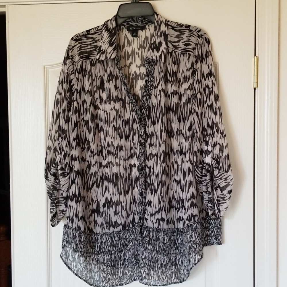 NWOT ALYX BLACK & WHITE LONG SLEEVE BLOUSE SZ 3X